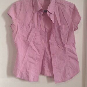 NY and Co Short Sleeve Pink Buttondown Blouse M